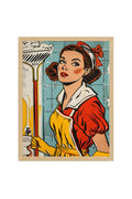 Doğal Ahşap Çerçeveli Pop Art Vintage Tablo - Kırmızı Sarı Tonlar | huhu1796