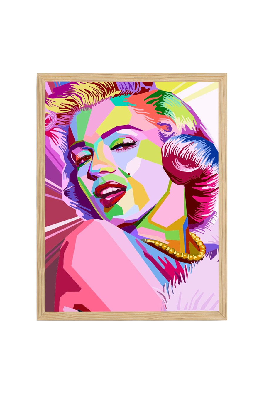 Doğal Ahşap Çerçeveli Pop Art Desenli Tablo - Canlı Tonlar | huhu1805