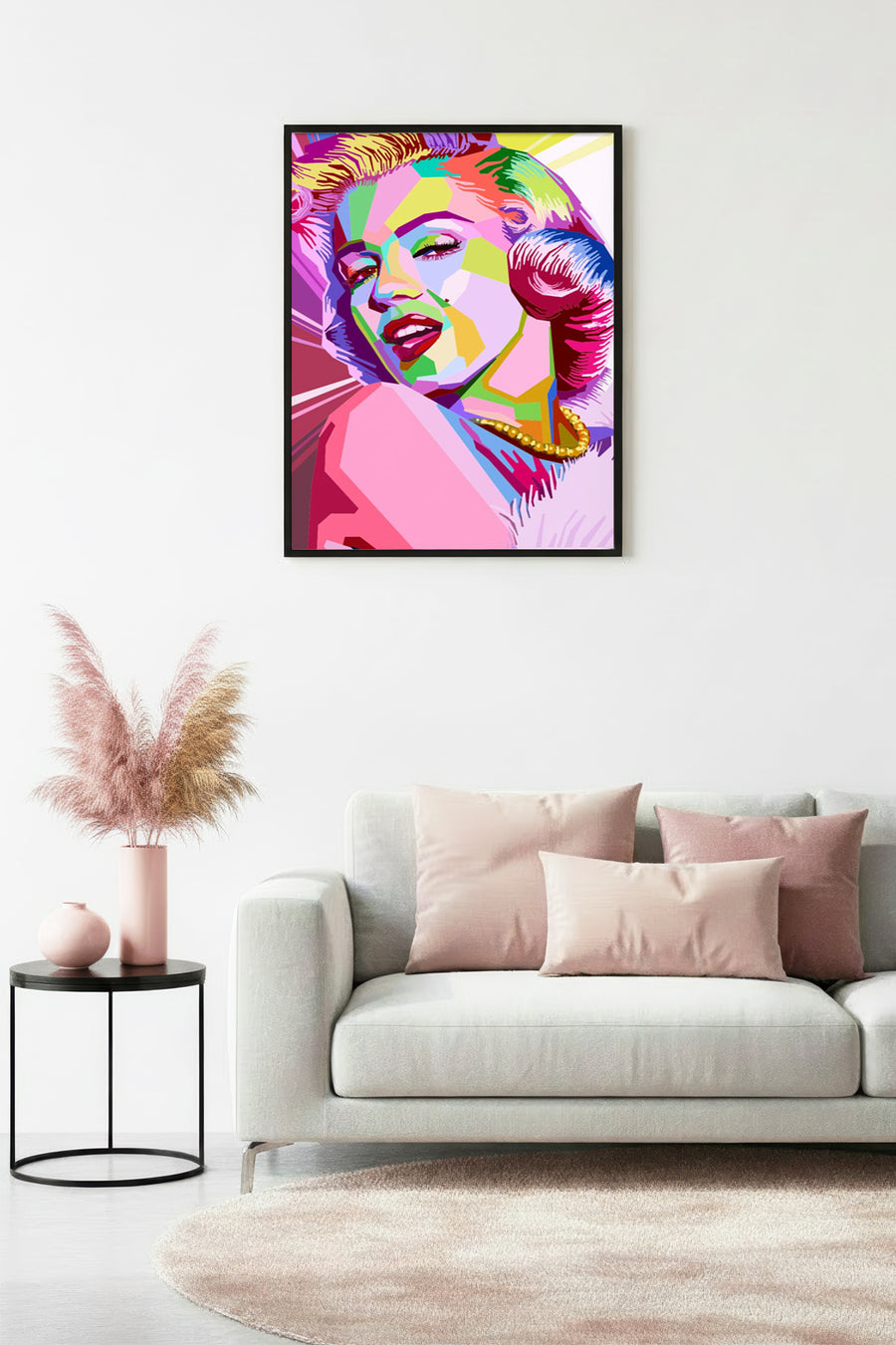 Doğal Ahşap Çerçeveli Pop Art Desenli Tablo - Canlı Tonlar | huhu1805