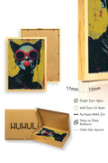 Doğal Ahşap Çerçeveli Pop Art Desenli Tablo - Sarı-Kırmızı | huhu1841