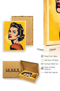 Doğal Ahşap Çerçeveli Portre Tablo - Pop Art Tarzı - Canlı Sarı | huhu1845