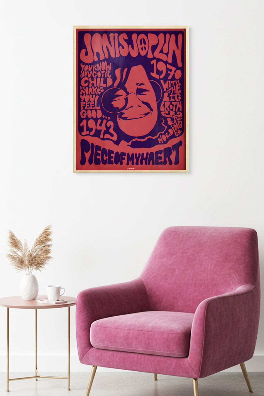 Doğal Ahşap Çerçeveli Retro Pop Art Tablo - Bordo-Mor | huhu1860