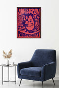 Doğal Ahşap Çerçeveli Retro Pop Art Tablo - Bordo-Mor | huhu1860