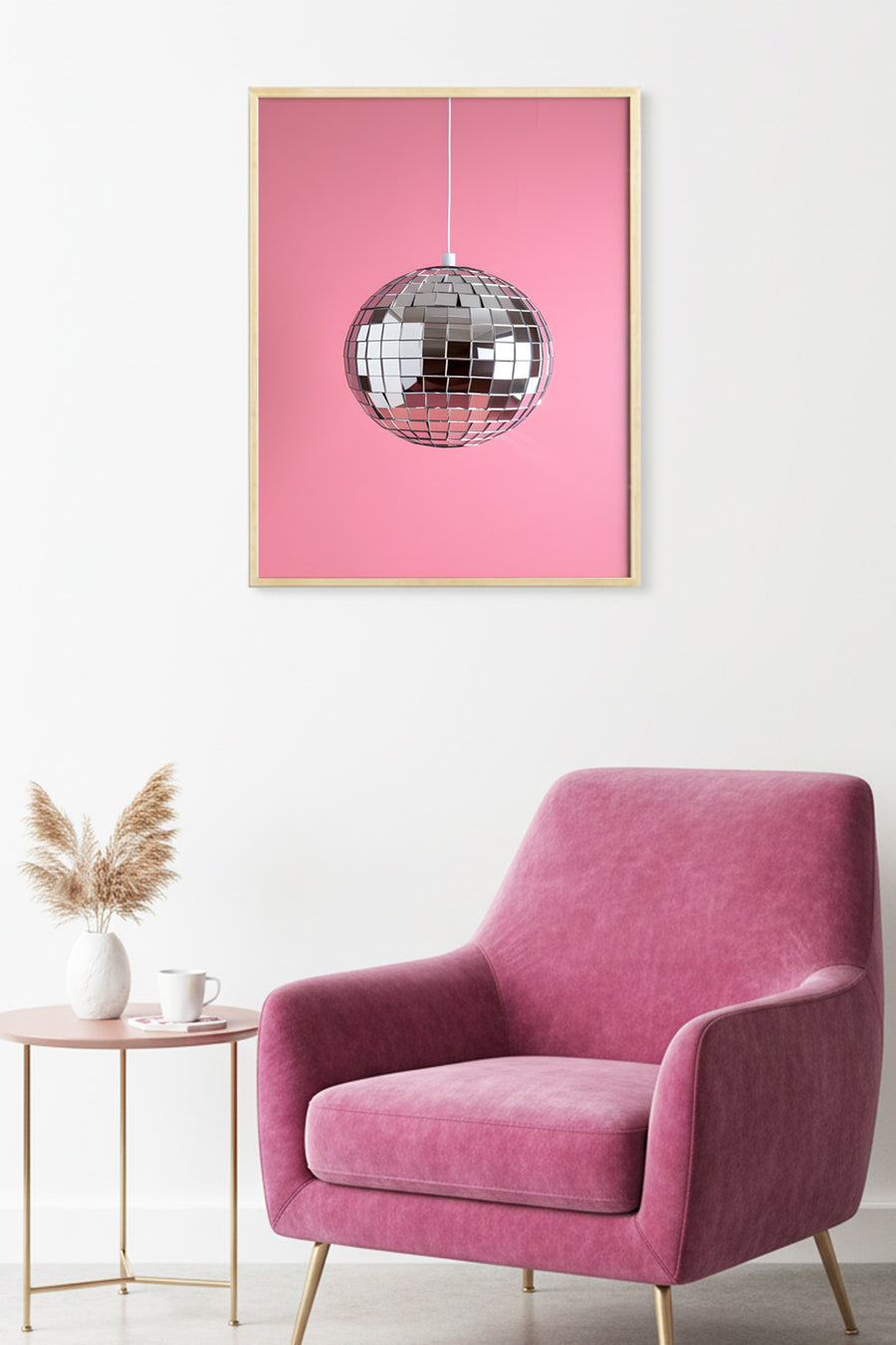 Doğal Ahşap Çerçeveli Aynalı Geometrik Tablo - Disco | huhu1865