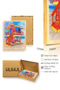 Doğal Ahşap Çerçeveli Canlı Renkli Geometrik Tablo - Pop Art | huhu1870