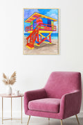 Doğal Ahşap Çerçeveli Canlı Renkli Geometrik Tablo - Pop Art | huhu1870
