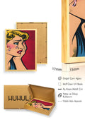 Doğal Ahşap Çerçeveli Pop Art Portre Tablo - Kırmızı Tonlar | huhu1888