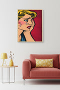 Doğal Ahşap Çerçeveli Pop Art Portre Tablo - Kırmızı Tonlar | huhu1888