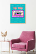 Doğal Ahşap Çerçeveli Retro Grafikli Tablo - Hip Hop 90lar | huhu1890