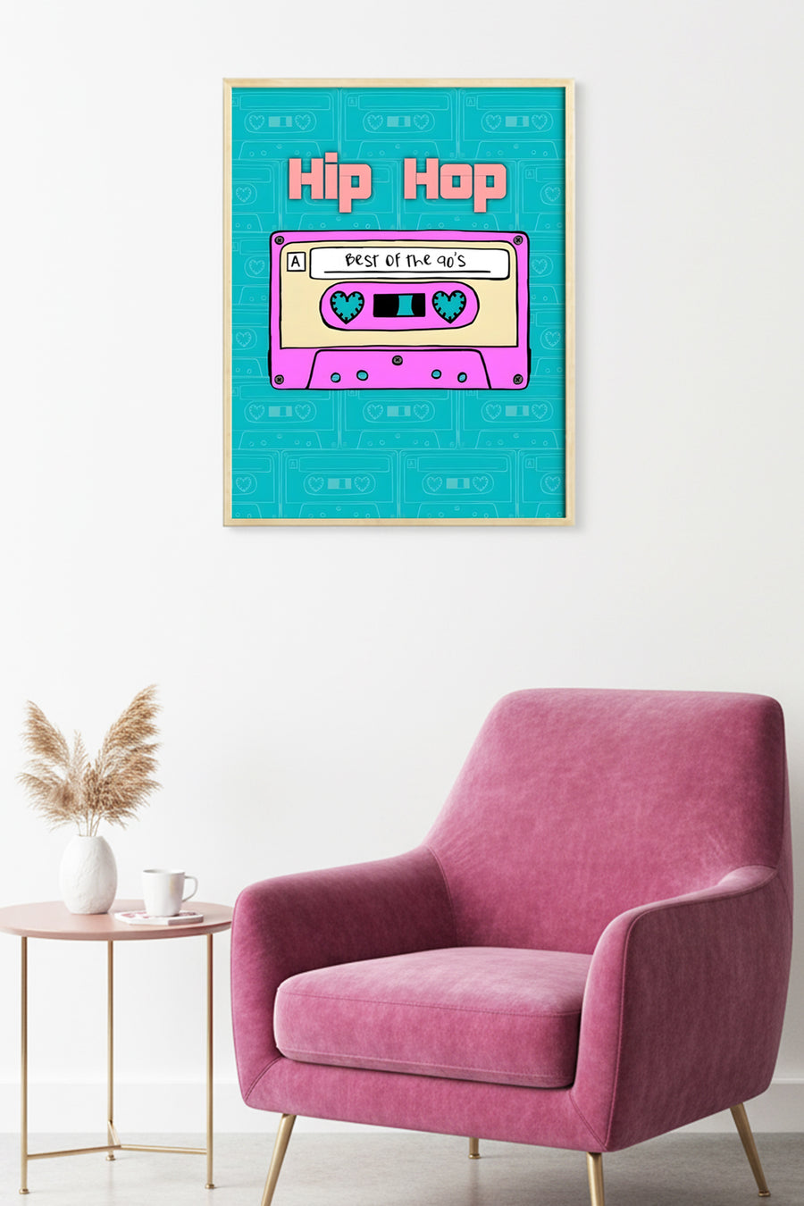 Doğal Ahşap Çerçeveli Retro Grafikli Tablo - Hip Hop 90lar | huhu1890