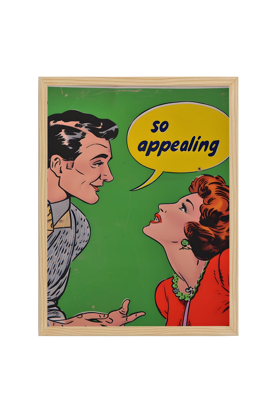 Doğal Ahşap Çerçeveli Vintage İllüstrasyon Tablo - Pop Art Tarzı | huhu1915