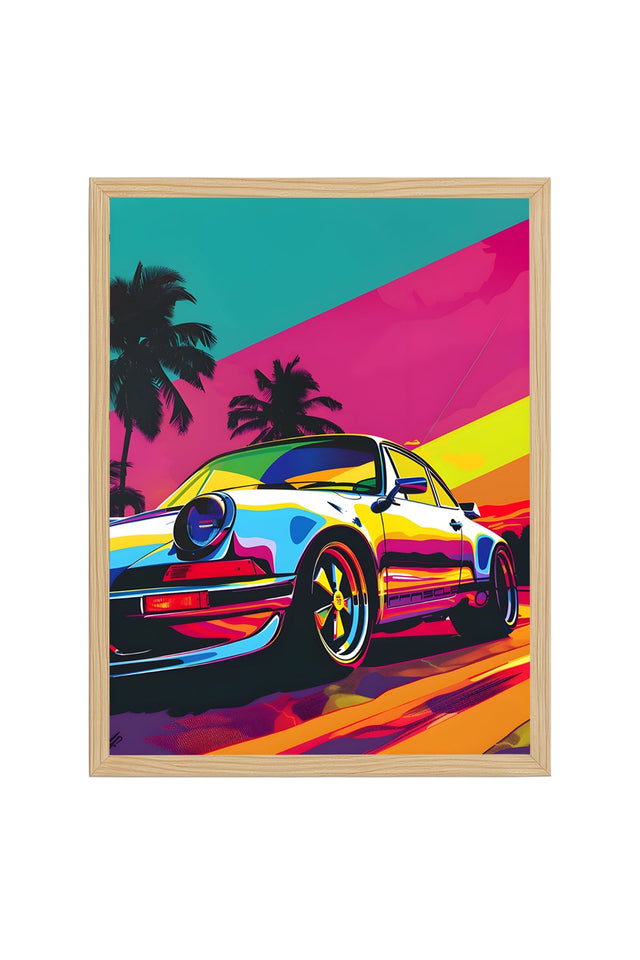 Doğal Ahşap Çerçeveli Canlı Pop Art Desenli Tablo - Retro Tonlar | huhu1925