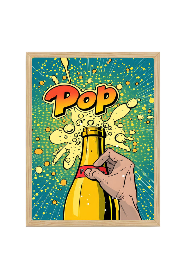 Doğal Ahşap Çerçeveli Pop Art Desenli Tablo - Canlı Tonlar | huhu1931