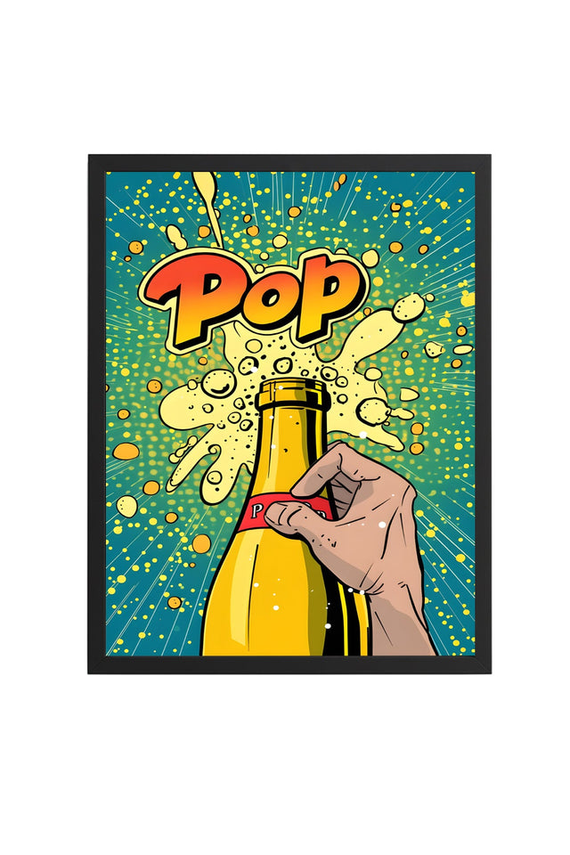 Doğal Ahşap Çerçeveli Pop Art Desenli Tablo - Canlı Tonlar | huhu1931