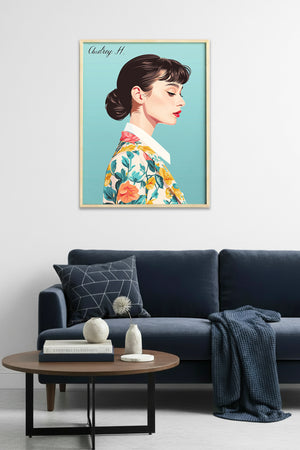 Doğal Ahşap Çerçeveli Çiçek Desenli Tablo - Retro Tonlar | huhu1958