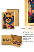 Doğal Ahşap Çerçeveli Pop Art Portre Tablo - Canlı Turuncu Tonlar | huhu1966