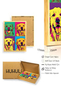 Doğal Ahşap Çerçeveli Pop Art Köpek Tablo - Canlı Tonlar | huhu1974