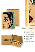 Doğal Ahşap Çerçeveli Pop Art Desenli Portre Tablo - Vintage | huhu1995