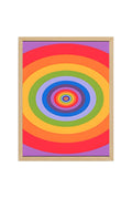 Doğal Ahşap Çerçeveli Gökkuşağı Geometrik Desenli Tablo - Canlı Tonlar | huhu2006