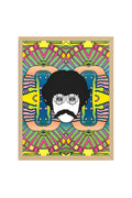 Doğal Ahşap Çerçeveli Canlı Geometrik Tablo - Pop Art Desenli | huhu2011