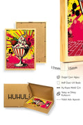 Doğal Ahşap Çerçeveli Retro Dondurma Temalı Tablo - Canlı Pop Art | huhu2038