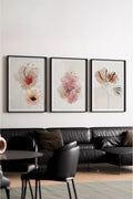 Ahşap Siyah Çerçeveli Minimalist 3’lü Tablo | Huhu205