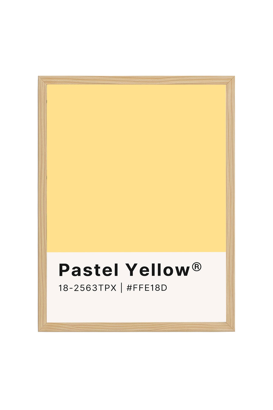 Doğal Ahşap Çerçeveli Retro Soyut Tablo - Pastel Sarı Tonlar | huhu2064