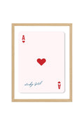 Doğal Ahşap Çerçeveli Retro Tablo - Lucky Girl Kalp Deseni | huhu2068