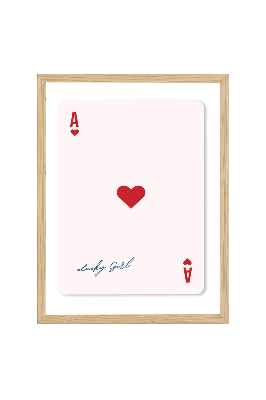 Doğal Ahşap Çerçeveli Retro Tablo - Lucky Girl Kalp Deseni | huhu2068