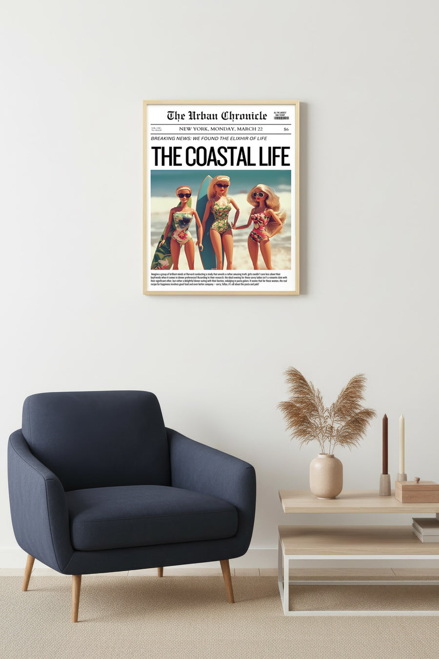 Doğal Ahşap Çerçeveli Retro Tablo - Coastal Life Tema Tablo | huhu2074