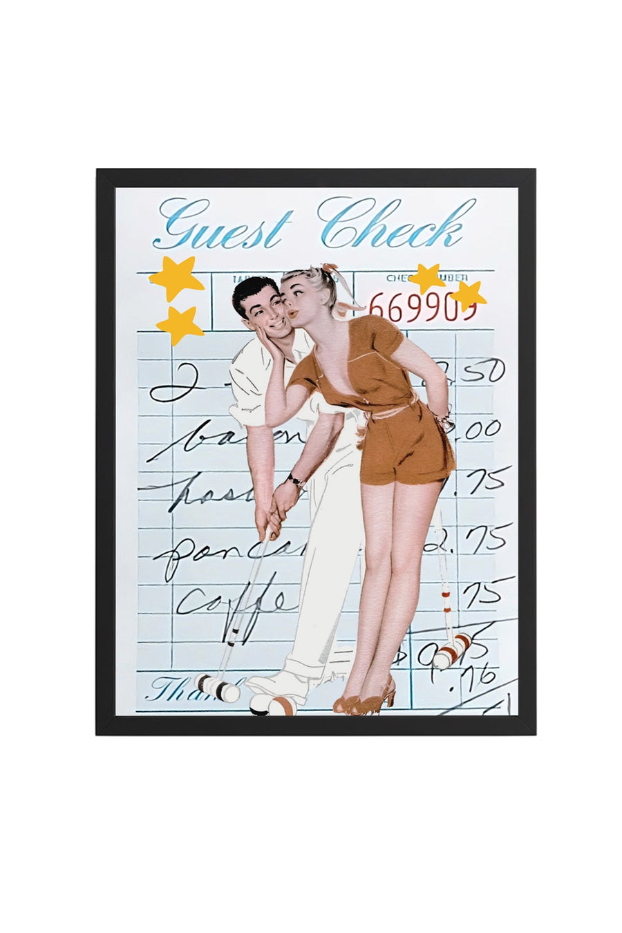 Doğal Ahşap Çerçeveli Retro Çift Tablo - Vintage İllüstrasyon Duvar Dekoru | huhu2082