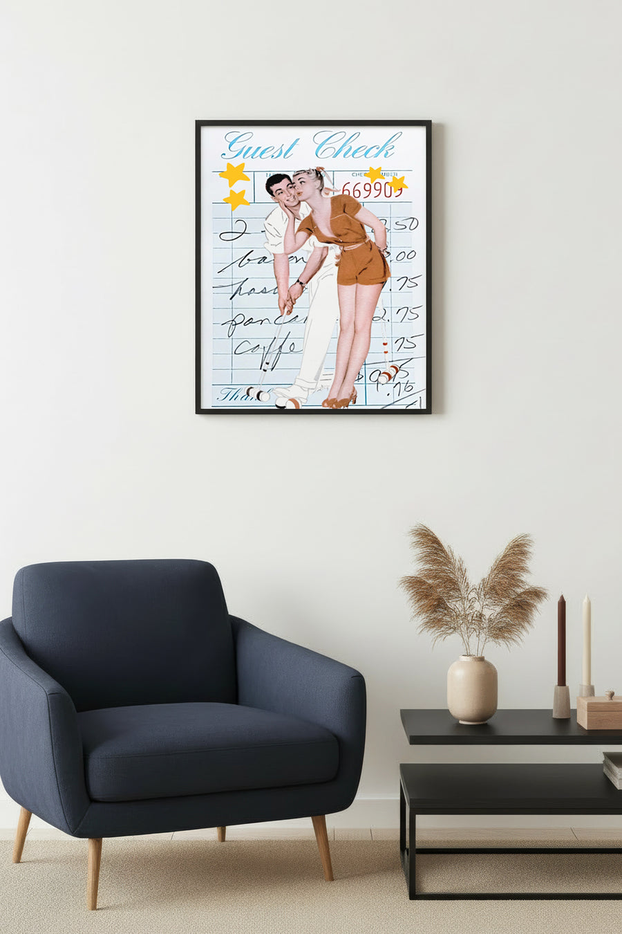 Doğal Ahşap Çerçeveli Retro Çift Tablo - Vintage İllüstrasyon Duvar Dekoru | huhu2082