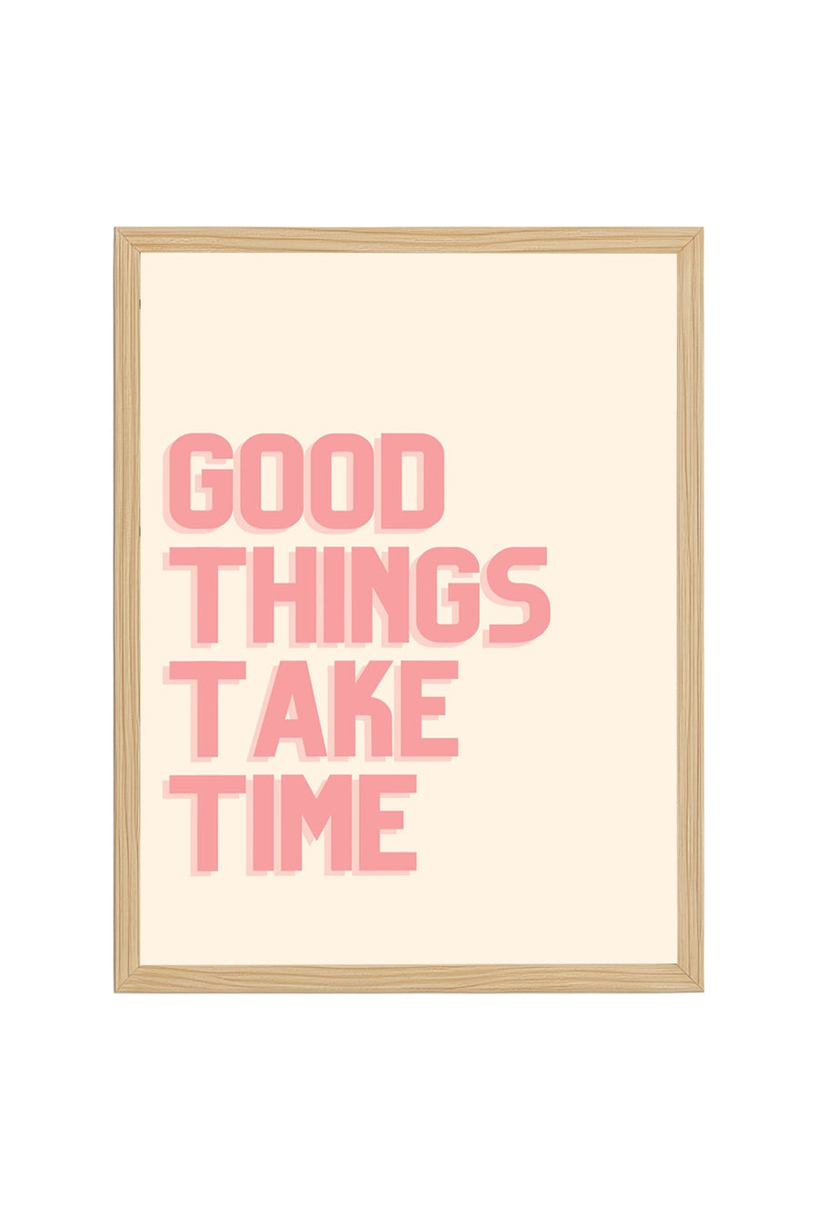 Doğal Ahşap Çerçeveli Retro Tablo - Good Things Take Time Sözlü Baskı | huhu2084