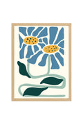 Doğal Ahşap Çerçeveli Retro Floral Tablo - Botanik Çiçek Desenli | huhu2089