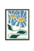 Doğal Ahşap Çerçeveli Retro Floral Tablo - Botanik Çiçek Desenli | huhu2089