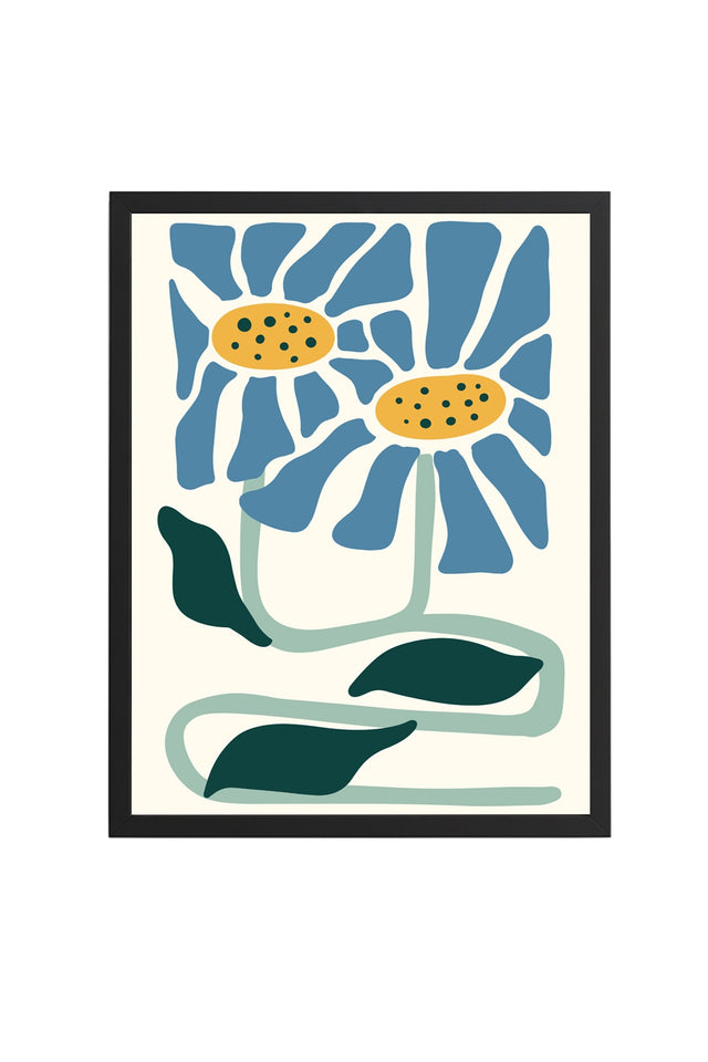 Doğal Ahşap Çerçeveli Retro Floral Tablo - Botanik Çiçek Desenli | huhu2089