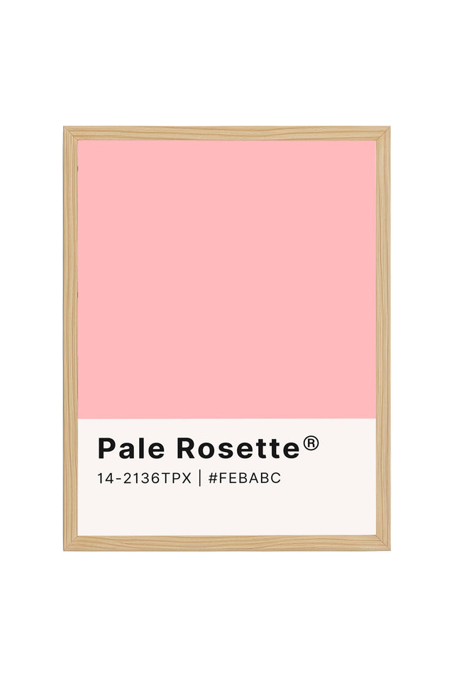 Doğal Ahşap Çerçeveli Retro Tablo - Pastel Pembe Rosette Desenli Tablo | huhu2093