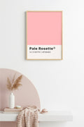 Doğal Ahşap Çerçeveli Retro Tablo - Pastel Pembe Rosette Desenli Tablo | huhu2093