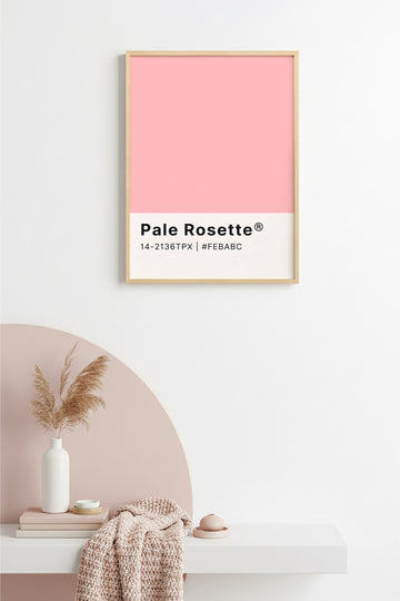 Doğal Ahşap Çerçeveli Retro Tablo - Pastel Pembe Rosette Desenli Tablo | huhu2093
