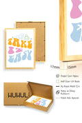 Doğal Ahşap Çerçeveli Retro Tipografi Tablo - Take It Easy Smiley Desen | huhu2097