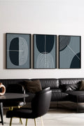 Ahşap Siyah Çerçeveli Minimalist 3’lü Tablo | Huhu214