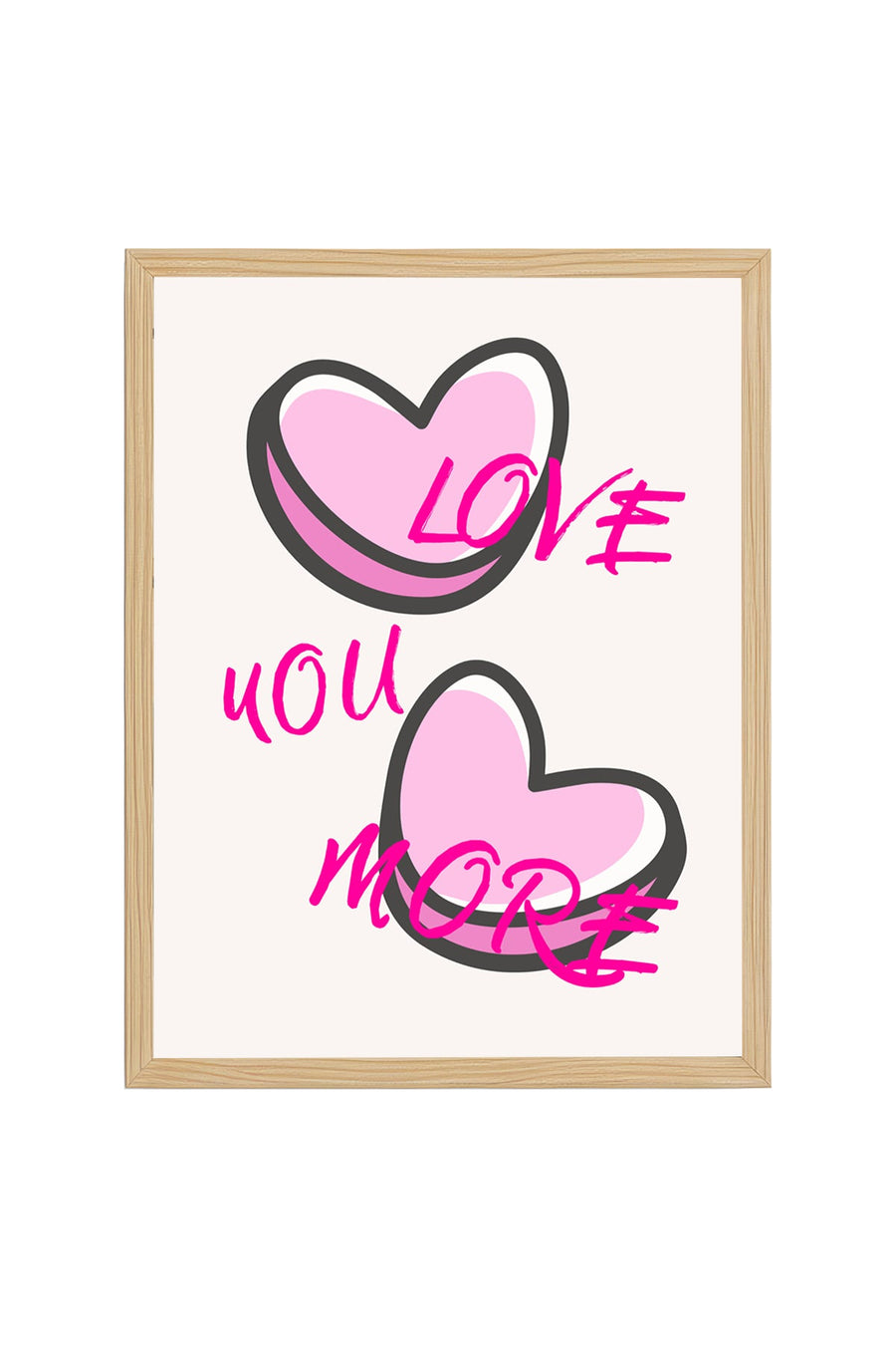 Doğal Ahşap Çerçeveli Retro Kalp Tablo - Love You More Romantik Tasarım | huhu2215