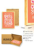 Doğal Ahşap Çerçeveli Retro Floral Tablo - Pembe Tonlu Çiçek Desenli | huhu2228