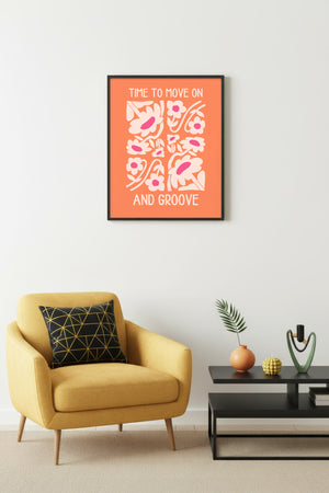 Doğal Ahşap Çerçeveli Retro Floral Tablo - Pembe Tonlu Çiçek Desenli | huhu2228
