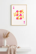 Doğal Ahşap Çerçeveli Retro Pop Art Tablo - Pembe ve Turuncu Lucky You | huhu2237