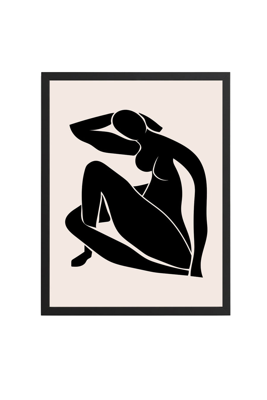 Doğal Ahşap Çerçeveli Retro Kadın Silüet Tablo - Feminen Siyah Figür | huhu2242