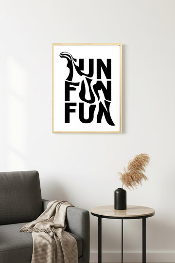 Doğal Ahşap Çerçeveli Retro Tipografi Tablo - Fun Yazılı Grafik Desen | huhu2246
