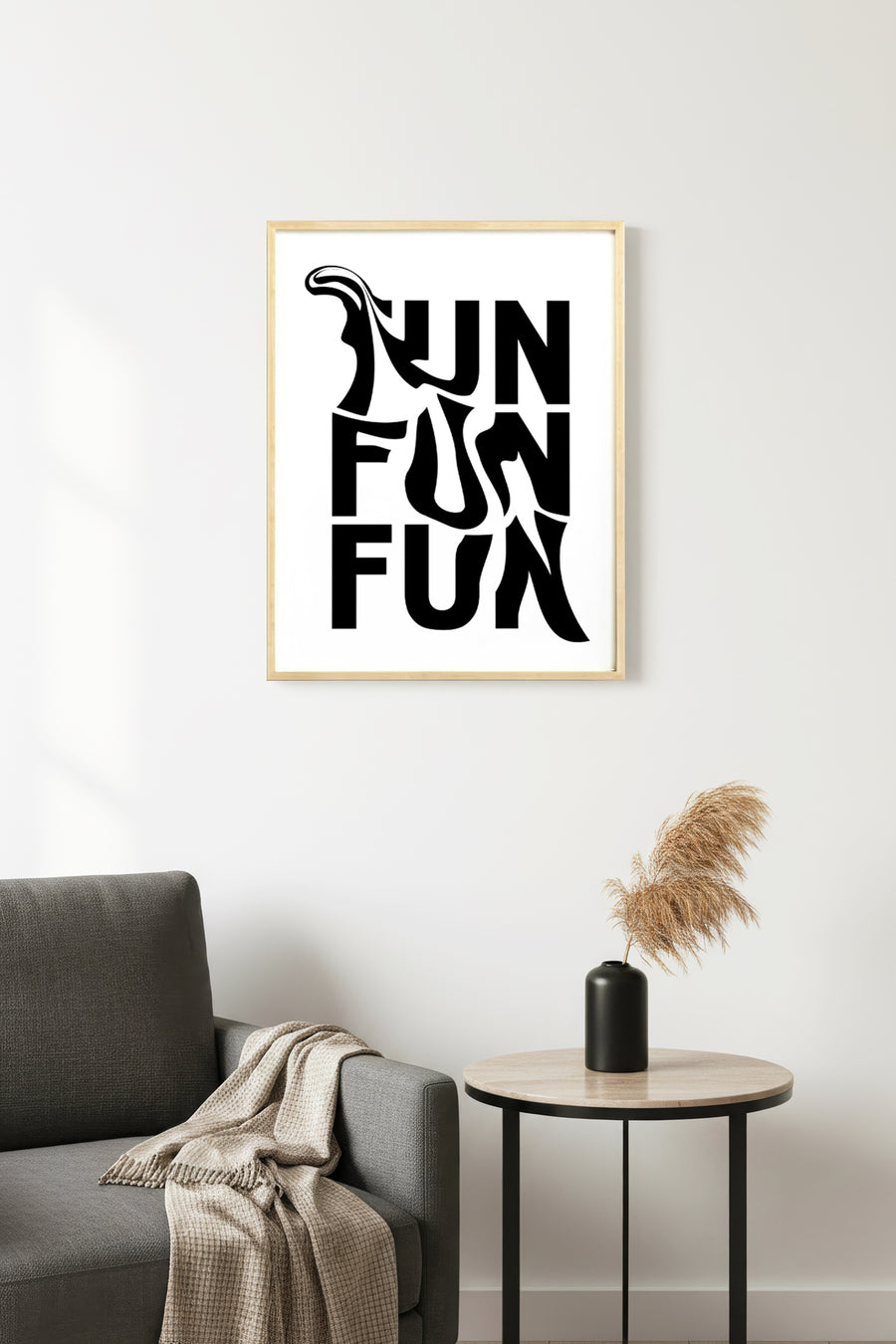 Doğal Ahşap Çerçeveli Retro Tipografi Tablo - Fun Yazılı Grafik Desen | huhu2246