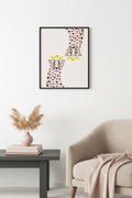 Doğal Ahşap Çerçeveli Retro Tablo - Leopar Desenli Pop Art Soyut | huhu2250