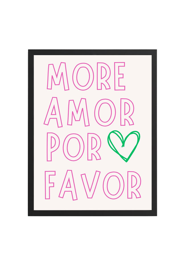 Doğal Ahşap Çerçeveli Retro Tablo - Amor Por Favor Kalpli Yazı Tipi | huhu2253